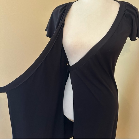 Susana Monaco Flutter Sleeve Black Wrap Dress - Small - Picture 4 of 8